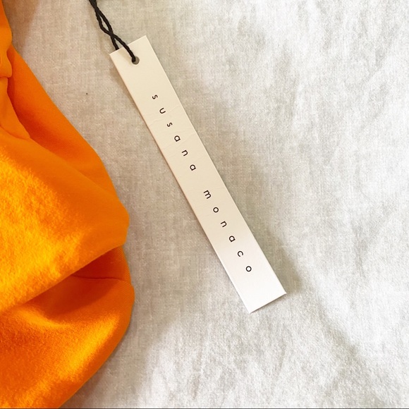 SUSANA MONACO Strapless Ruffle Bodycon Mini Dress Popsicle Orange Large NEW NWT - Picture 3 of 9